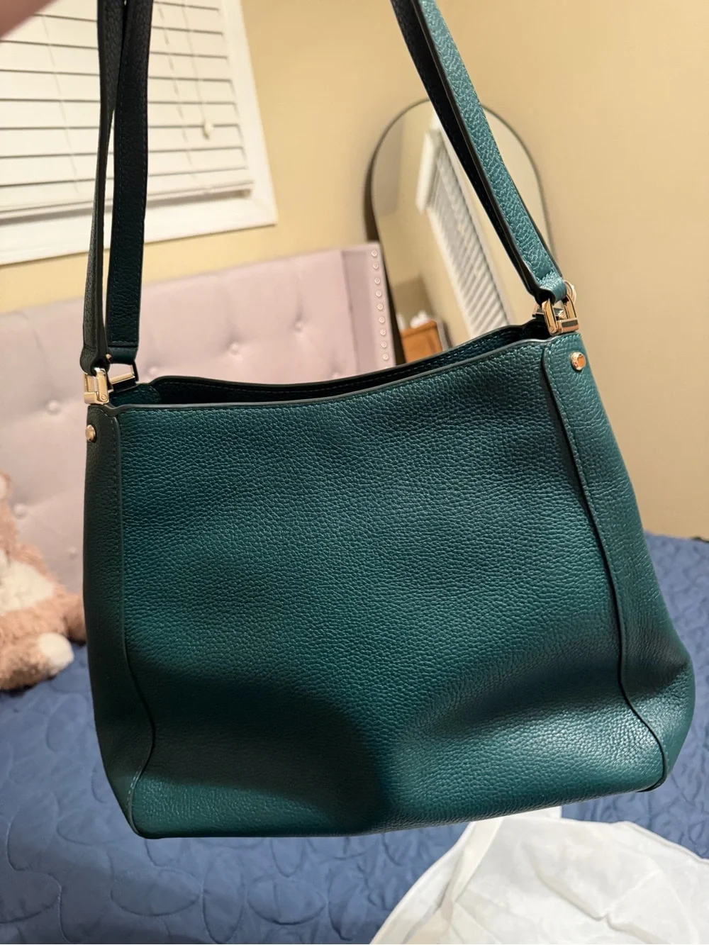 kate spade Teal Green Pebble Leather Shoulder Bag